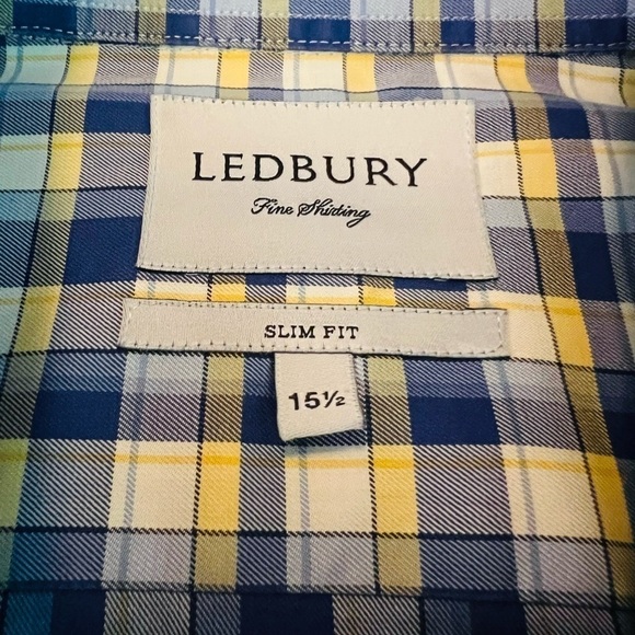 LEDBURY MENS LONG SLEEVE SLIM FITTED BUTTON DOWN SHIRT SIZE 15 1/2 - Picture 3 of 9